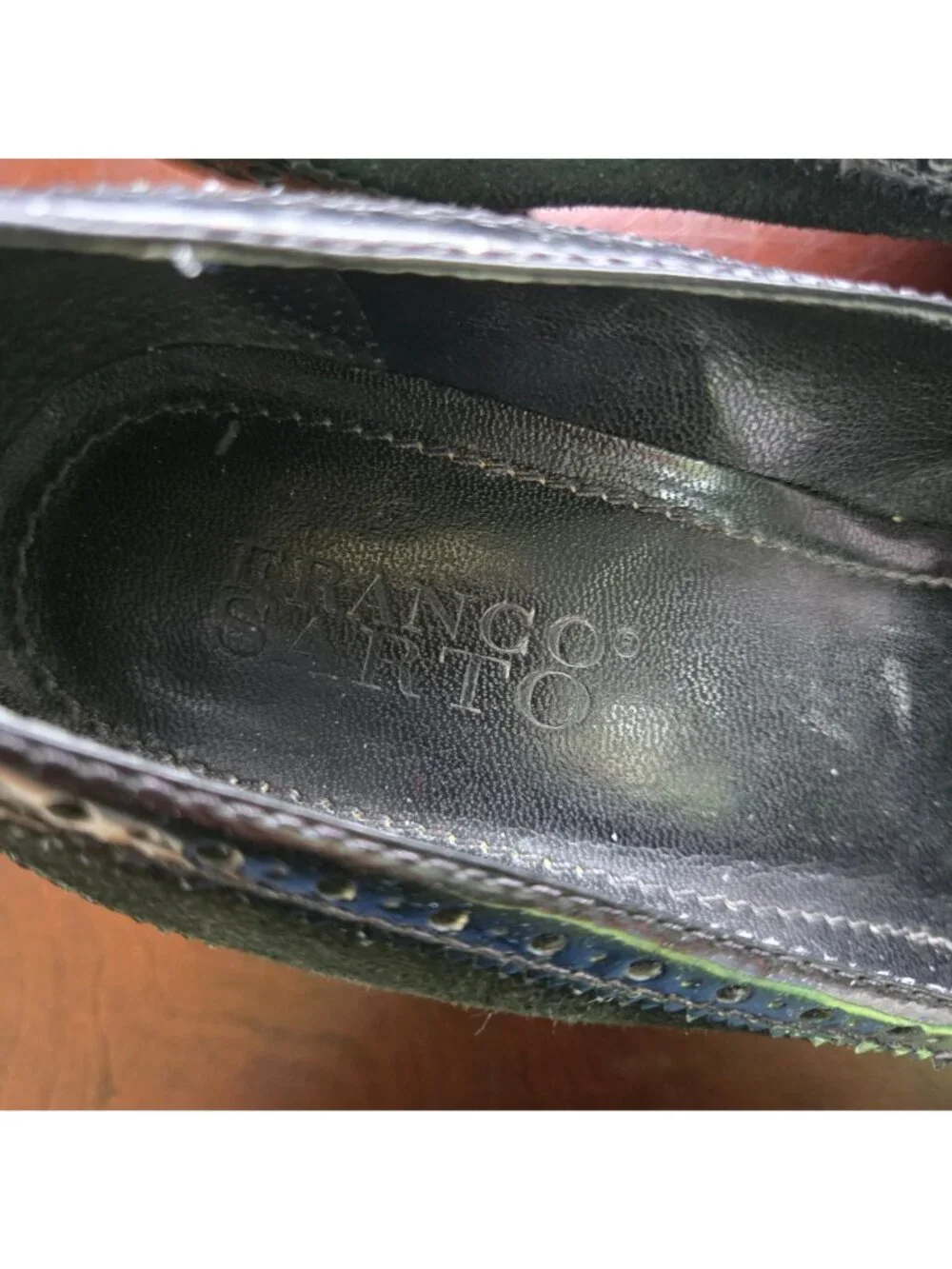 Franco Sarto Evita Black Patent Suede Kitten Heels Size 8.5M
